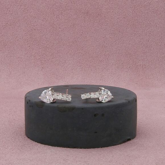 sterling silver heart-cut cz dangle post earrings